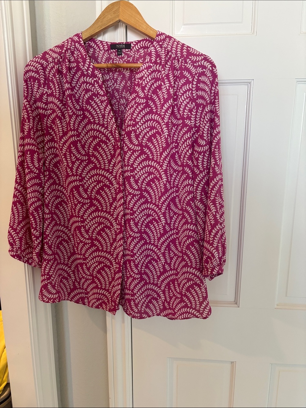 NYDJ Pink Printed V-Neck Blouse